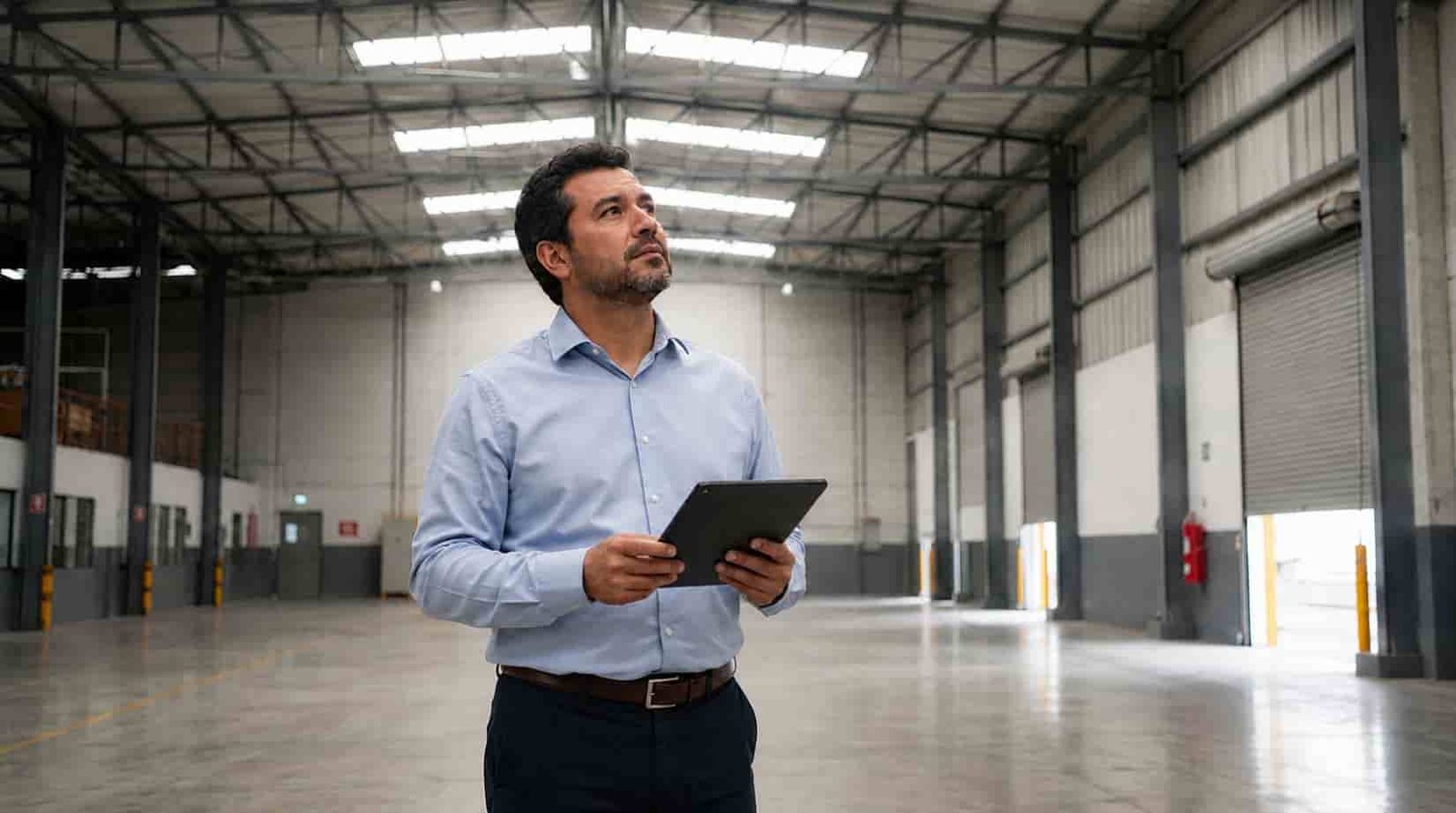 Empresario evaluando bodega en renta en Naucalpan
