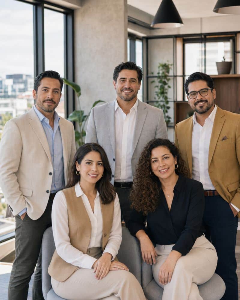 Equipo de asesores inmobiliarios de Century 21 KIU en la oficina de Ciudad Satélite